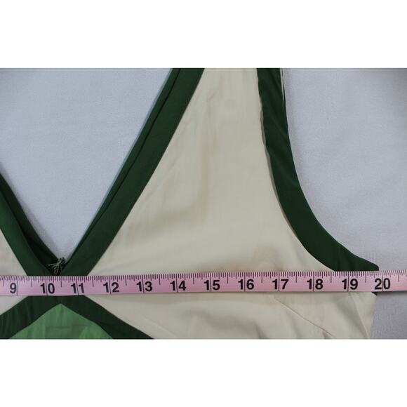 Rotimica Green Ivory Colorblock Maxi Dress with V-Neck Size XL - Picture 9 of 10
